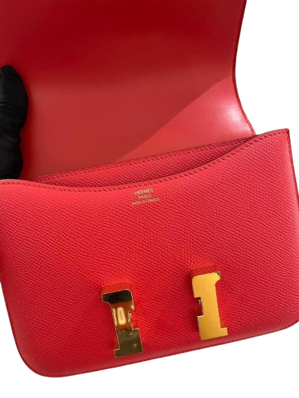 Hermes Constance 18 Rouge Casaque Epsom GHW Stamp A